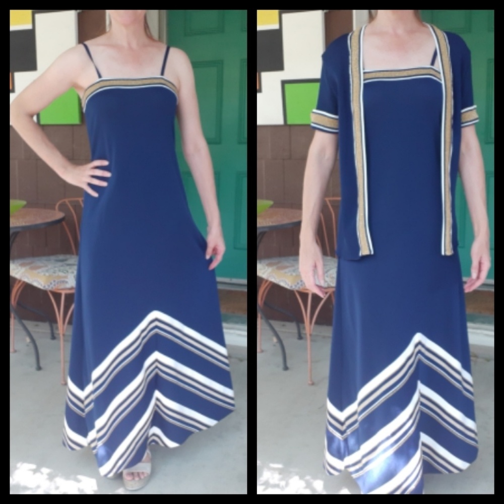 Vintage 1970's Knit Chevron Dress Set